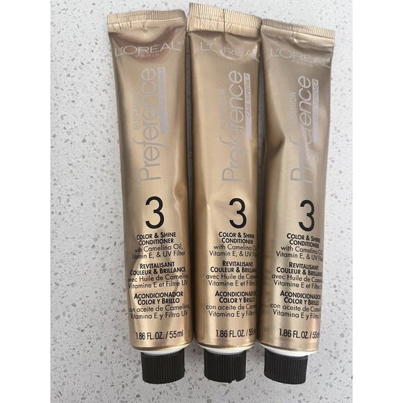 3 L'oreal Superior Preference COLOR & SHINE #3 Conditioner 1.86oz Care Supreme - Picture 1 of 4